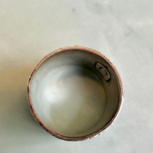 Sterling Silver Artisan Wide Floral Band Ring - Picture 9 of 9